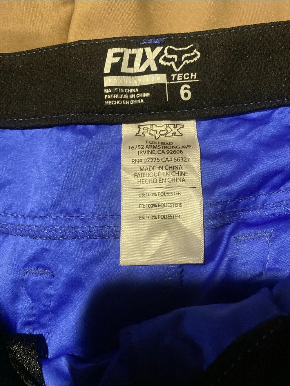 FOX tech motor sports womens blue nylon shorts 6 low rise